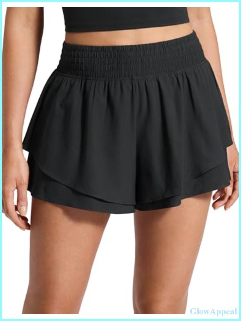 Drapey Double Ruffles Athletic Shorts High Rise Skort with Built-in Liner